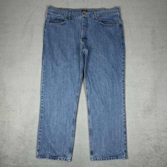 Lee Other - Lee Regular Fit Straight Leg Jeans Men's Blue Denim‎ Medium Wash Cotton 38x28